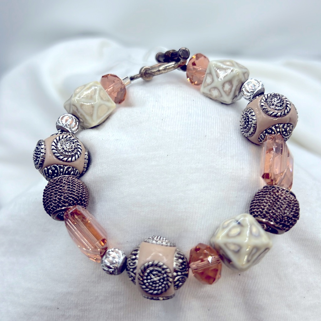 Handmade Bead Bracelet Hoop And Bar Clasp  7